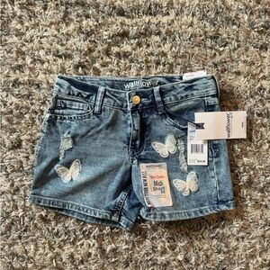 Wallflower Blue Denim Shorts with Butterfly Accents